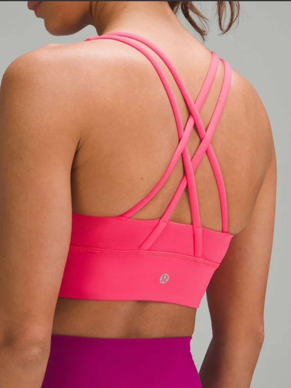 Lululemon Energy Longline Bra Size 12 B-D Cups Lip Gloss Pink W2AVOS Luxtreme